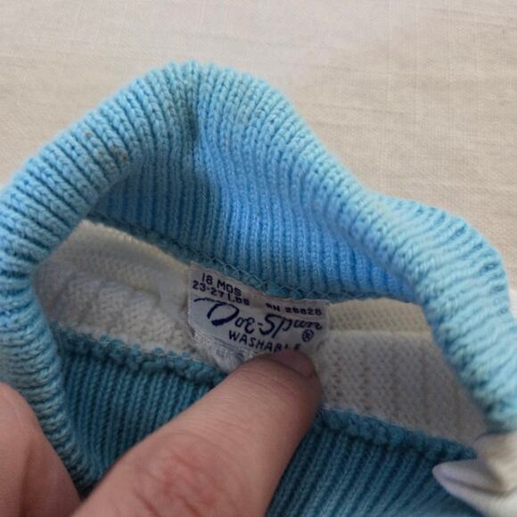 Vintage Blue Knit Matching Set 18 months - Picture 4 of 6